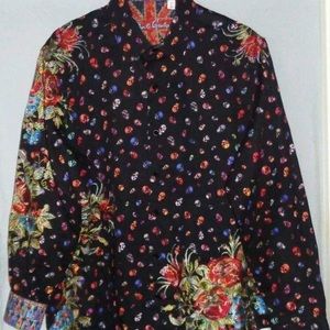 Robert graham limerick multicolor skulls floral